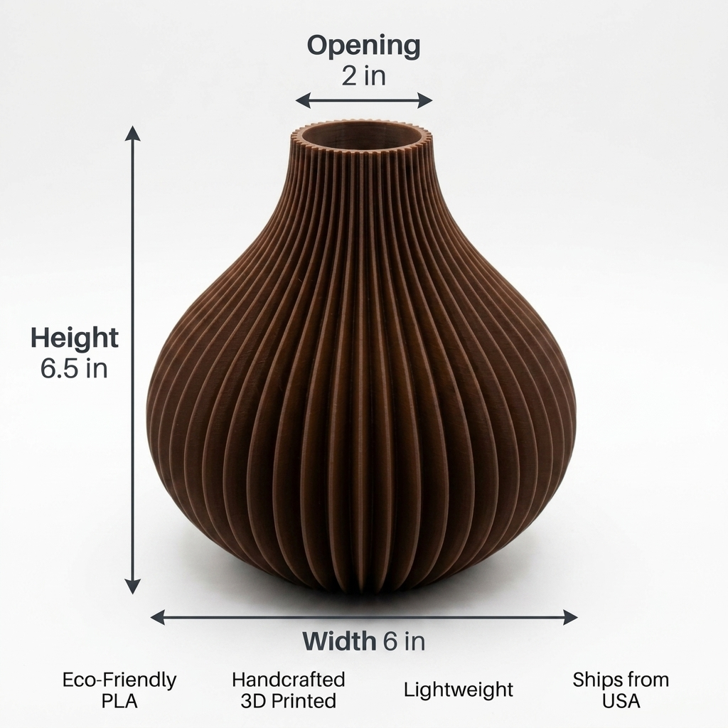 Onion Spiral Vase — Chocolate Brown Ribbed
