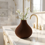 Onion Spiral Vase — Chocolate Brown Ribbed