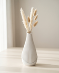 Ribbed matte off-white bud vase for pampas grass and dried florals