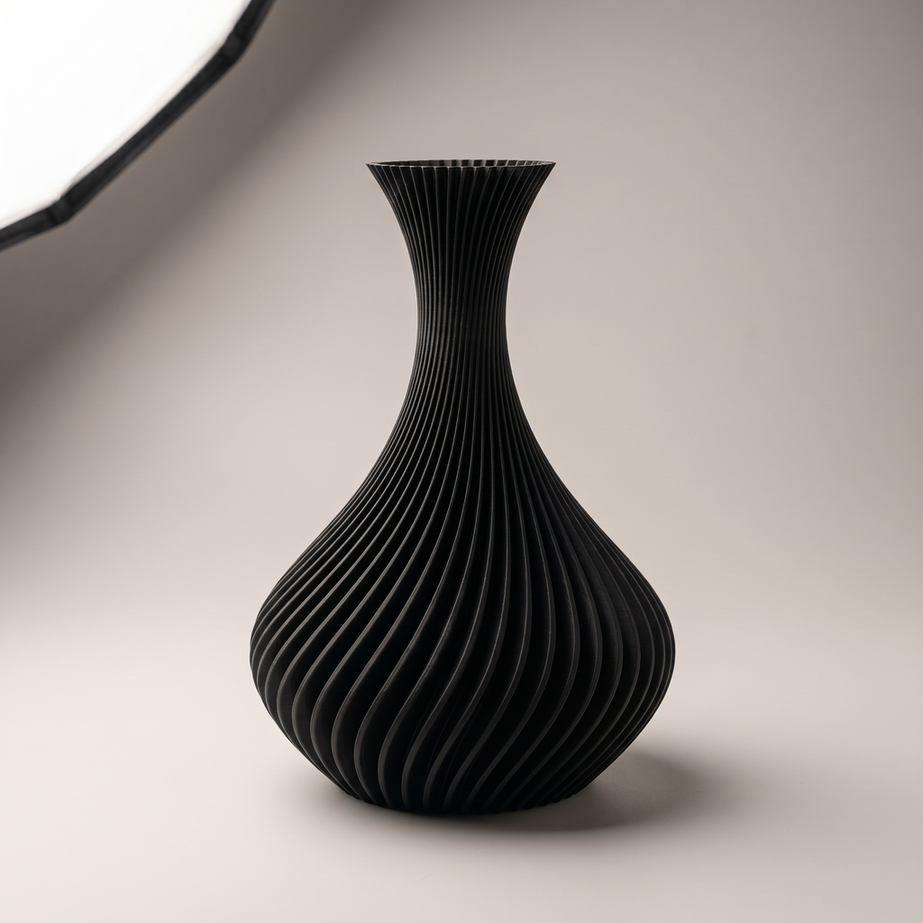 Spiral Vase — Matte Black Sculptural Decor