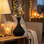 Matte black spiral vase for pampas grass and dried florals