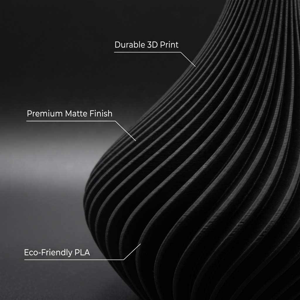 Spiral Vase — Matte Black Sculptural Decor