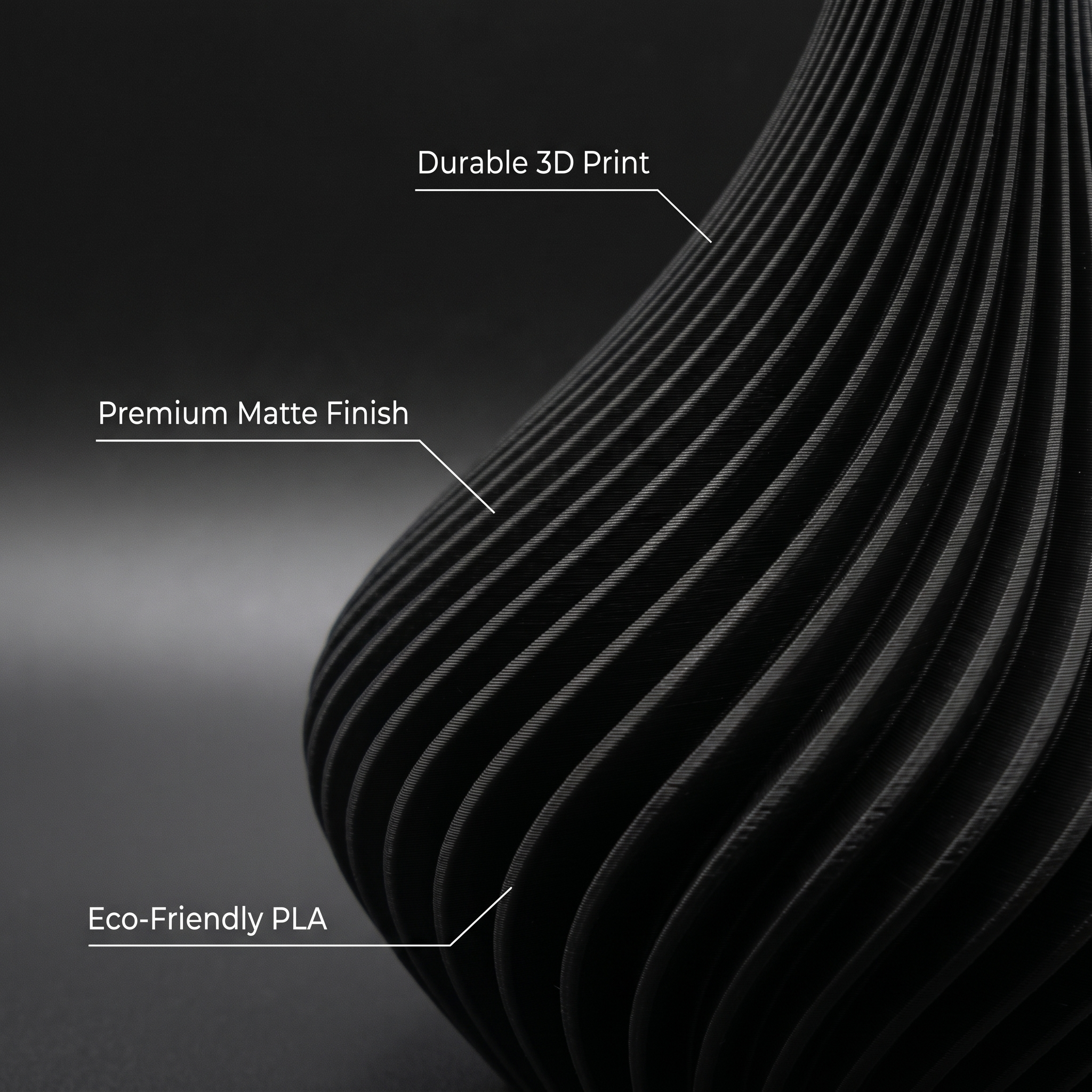 Spiral Vase — Matte Black Sculptural Decor