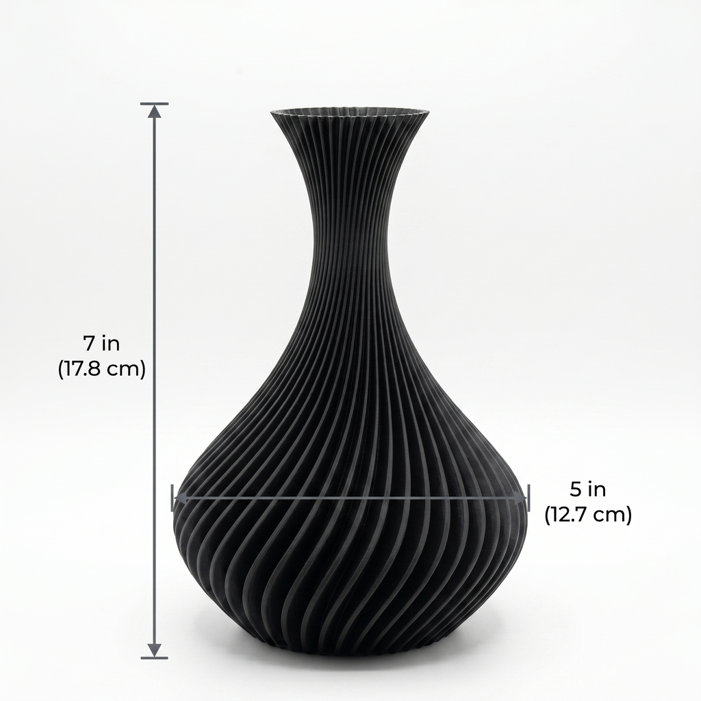 Spiral Vase — Matte Black Sculptural Decor