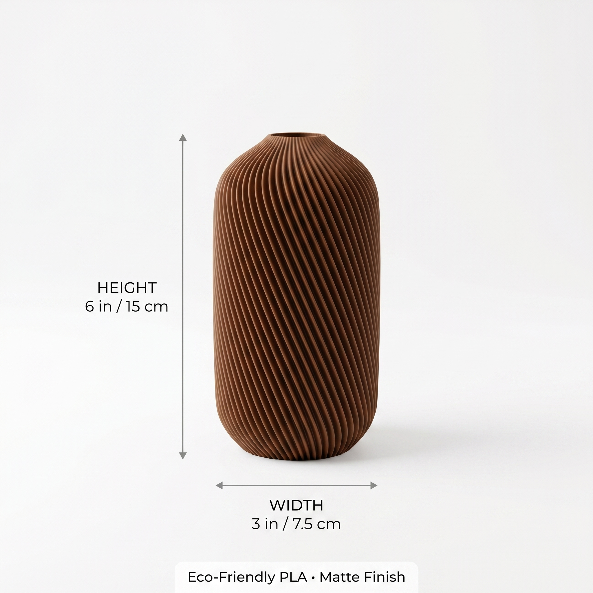 Ribbed Vase — Walnut Brown Boho Decor