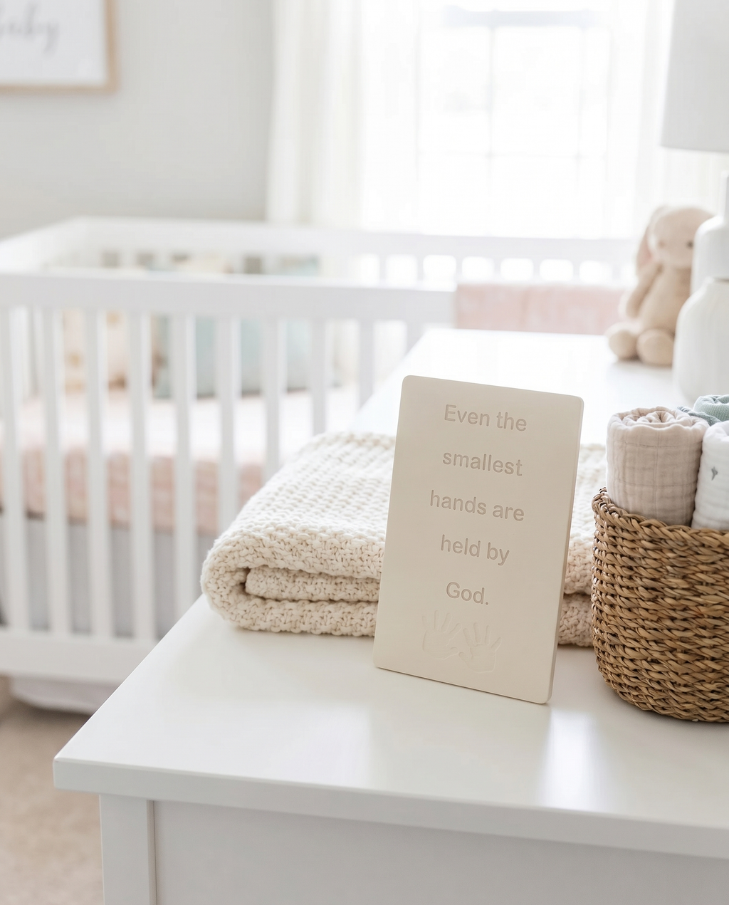 Even the Smallest Hands Are Held by God — Nursery Sign