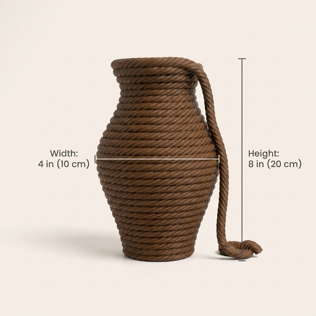 Rope Textured Vase — Neutral Tan Boho Decor