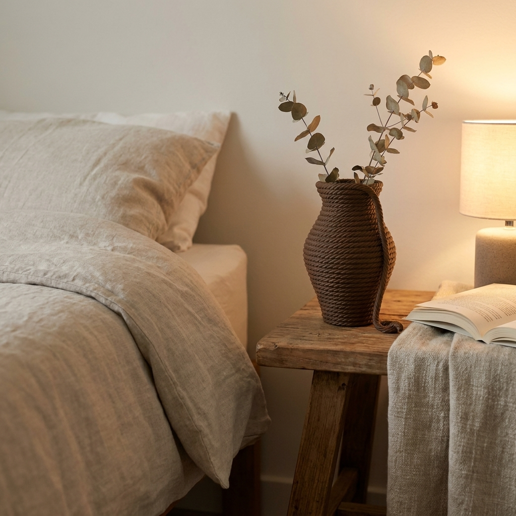 Rope Textured Vase — Neutral Tan Boho Decor