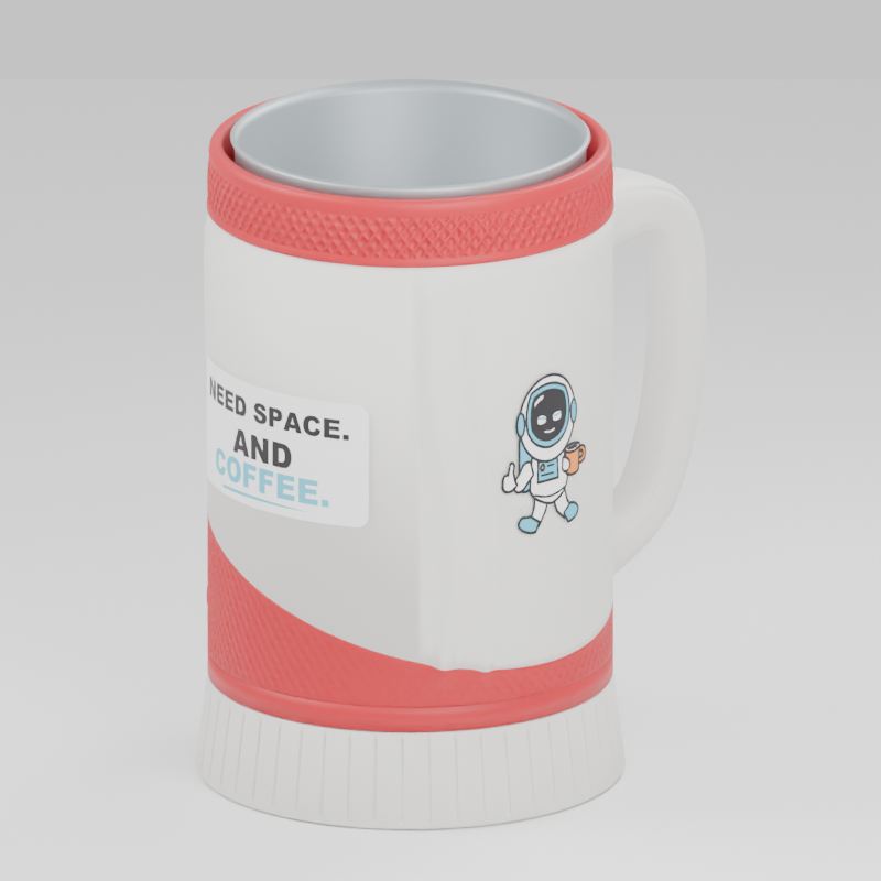 Space Astronaut cup — 3D design preview in red and white. Customize colors before adding to cart.