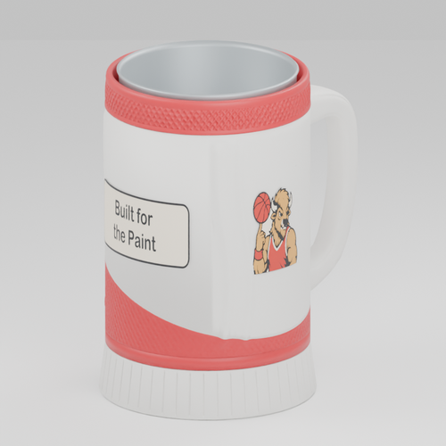 Basketball Bison cup — 3D design preview in red and white. Customize colors before adding to cart.