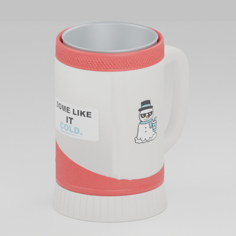 Chill Snowman cup — 3D design preview in red and white. Customize colors before adding to cart.