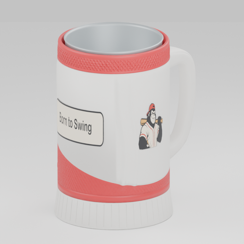 Baseball Gorilla cup — 3D design preview in red and white. Customize colors before adding to cart.