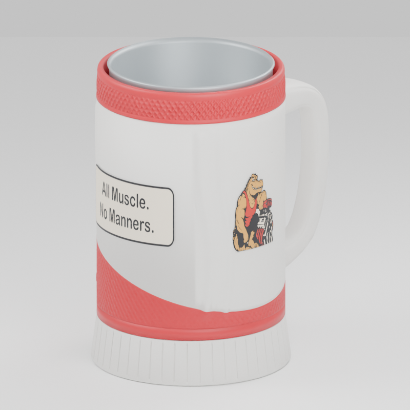 V8 Alligator cup — 3D design preview in red and white. Customize colors before adding to cart.