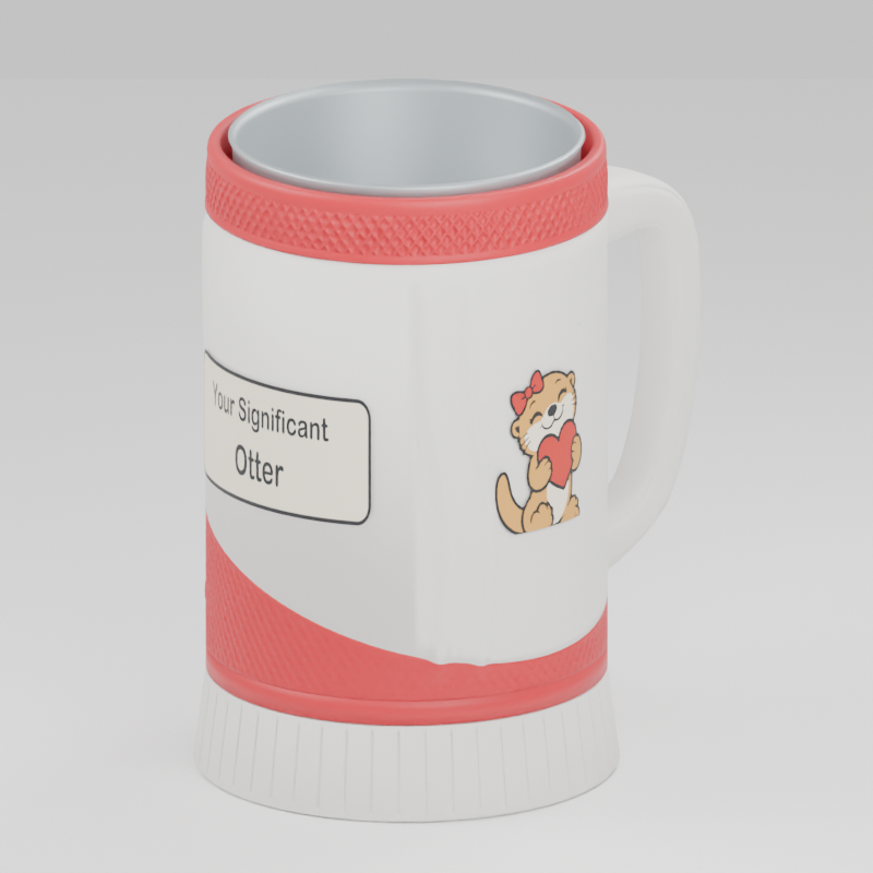 Sweetheart Otter cup — 3D design preview in red and white. Customize colors before adding to cart.