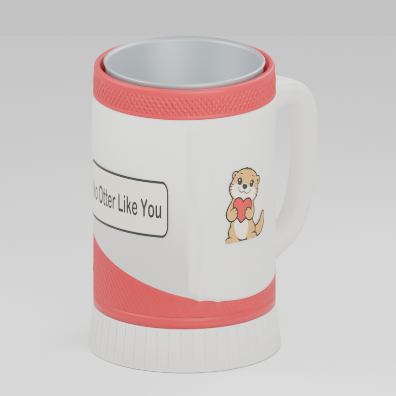 Significant Otter cup — 3D design preview in red and white. Customize colors before adding to cart.