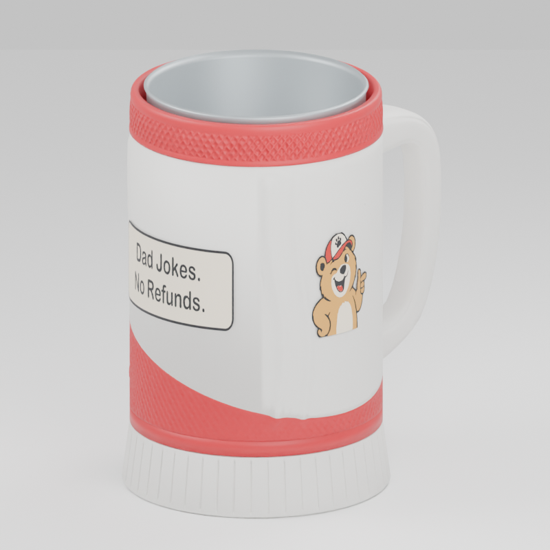 Dad Bear cup — 3D design preview in red and white. Customize colors before adding to cart.