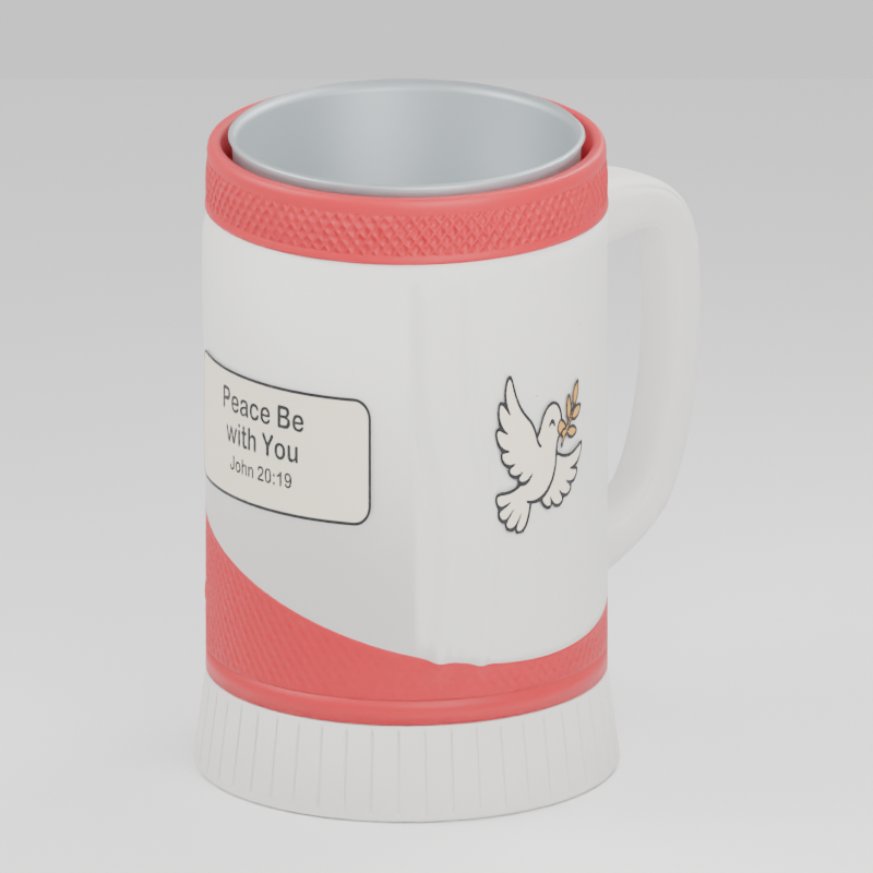Peace Dove cup — 3D design preview in red and white. Customize colors before adding to cart.