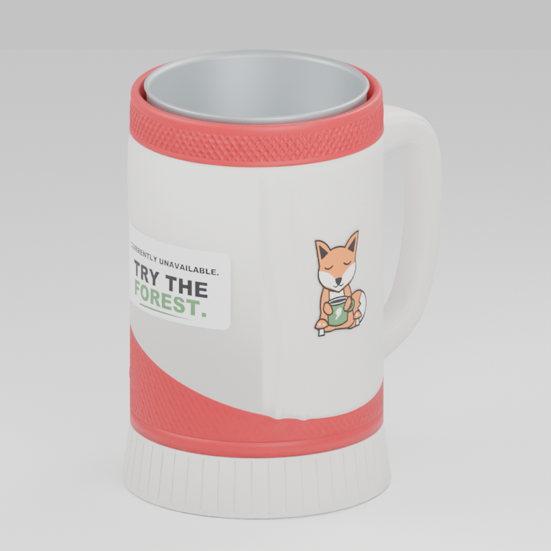 Forest Fox cup — 3D design preview in red and white. Customize colors before adding to cart.