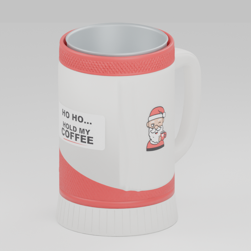 Santa Claus cup — 3D design preview in red and white. Customize colors before adding to cart.
