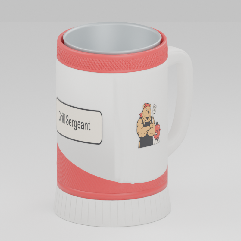 Grill Bear cup — 3D design preview in red and white. Customize colors before adding to cart.