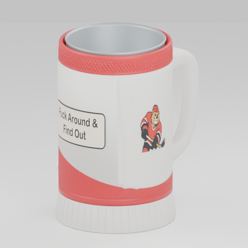 Hockey Bear cup — 3D design preview in red and white. Customize colors before adding to cart.