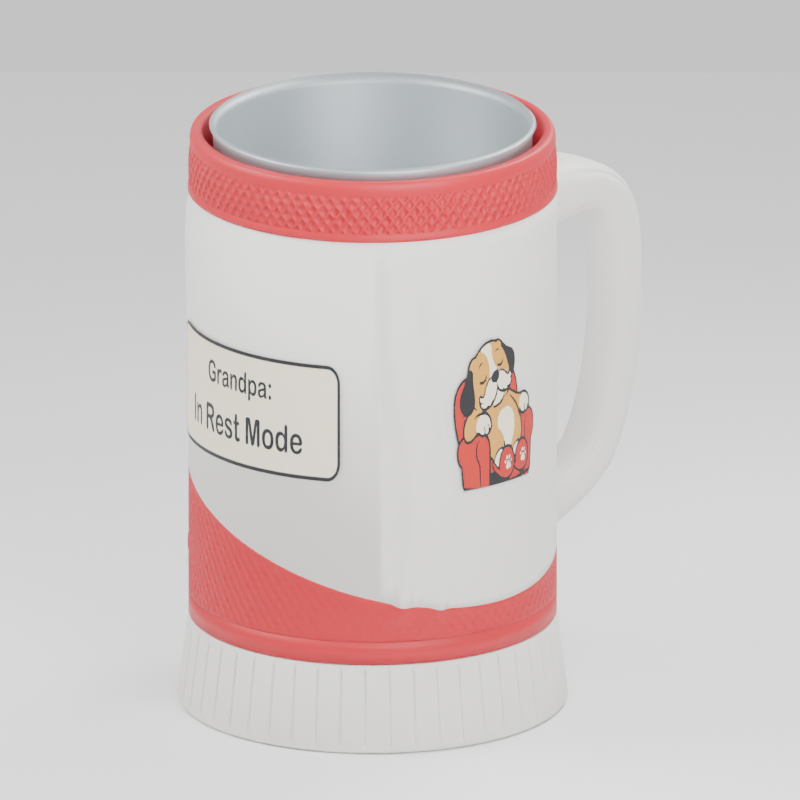 Grandpa Dog cup — 3D design preview in red and white. Customize colors before adding to cart.